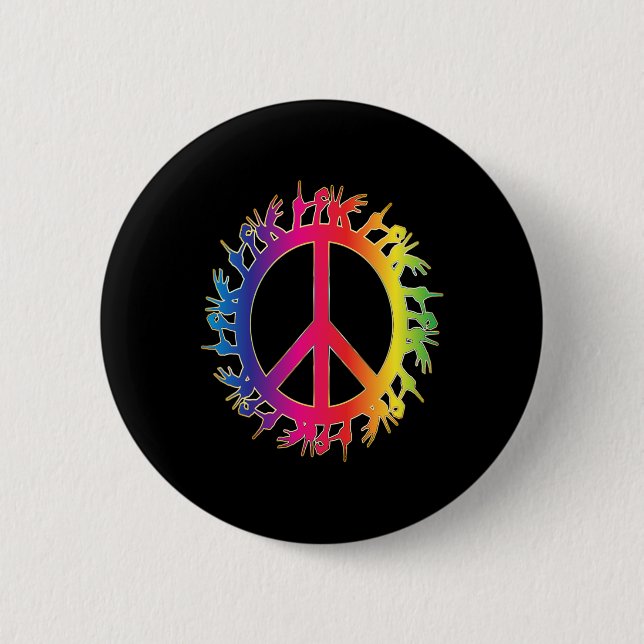 Liebe Deaf Peace Sign Language Handredner Button (Vorderseite)