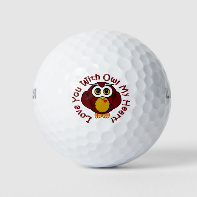 Liebe dein Herz mit Owl! -Eule Golfball (Vorderseite)