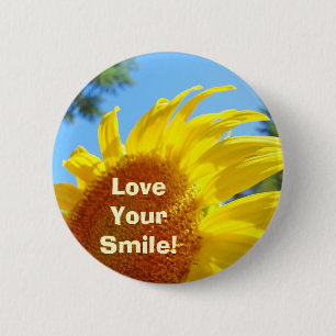 Liebe Dein Lächeln! Knöpfe Sommer Sonnenblumen Button