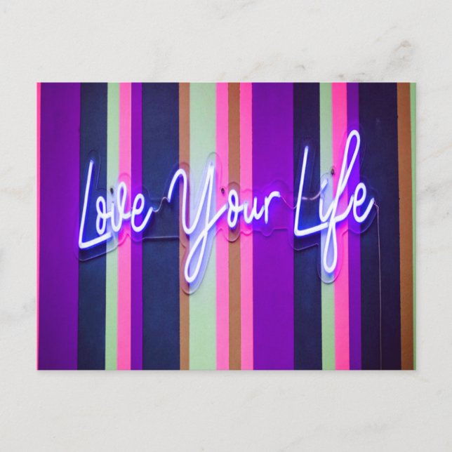 Liebe dein Leben farbenfrohe positive Worte Postkarte (Vorderseite)