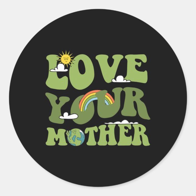 Liebe Deine Mutter Groovy Hippie Earth Day Mutter  Runder Aufkleber (Vorderseite)