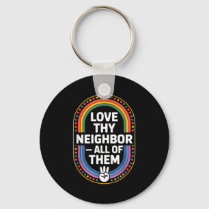 Liebe Deinen Nächsten Alle Retro Vintage Regenboge Schlüsselanhänger