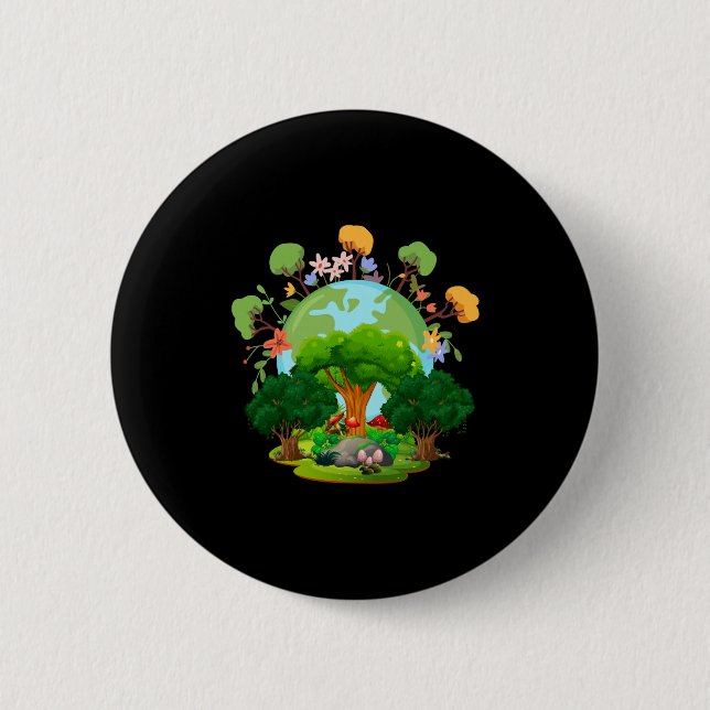 Liebe deinen Planeten Mutter Erde T-Shirt  Button (Vorderseite)