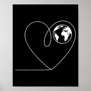 Liebe den Planeten Erde Herz Globus Minimalist Poster