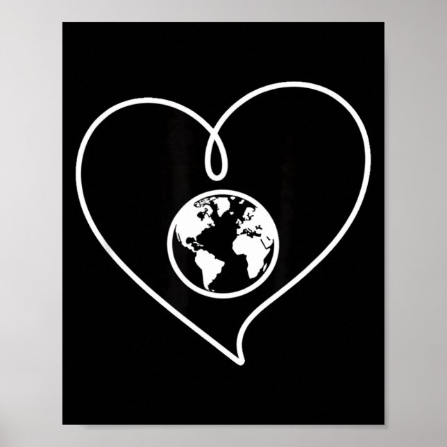 Liebe den Planeten Erde Herz Globus Minimalist Poster (Vorne)