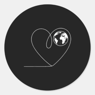 Liebe den Planeten Erde Herz Globus Minimalist Runder Aufkleber