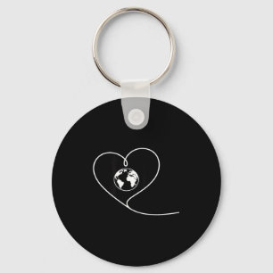 Liebe den Planeten Erde Herz Globus Minimalist Schlüsselanhänger