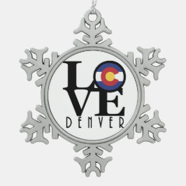 LIEBE Denver Schneeflocken Zinn-Ornament