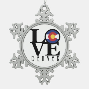 LIEBE Denver Schneeflocken Zinn-Ornament