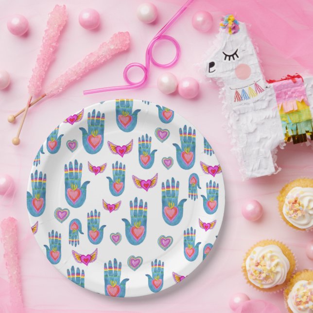 Liebe der Aquarellfarben Pappteller (Party)