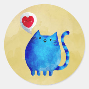 Liebe der Blue Kitty Cat Runder Aufkleber
