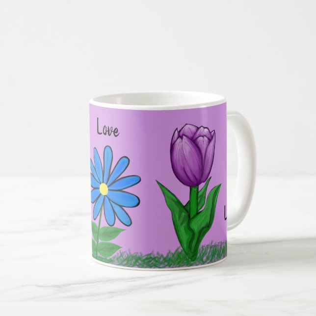Liebe der Blumen Personalisierte Lila Tasse (VorderseiteRechts)