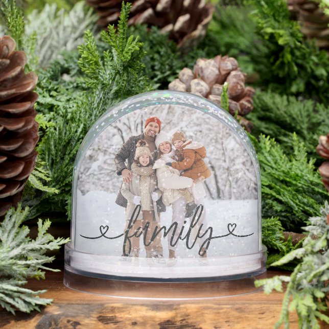Liebe der Familie Hört Personalisiertes Foto Schneekugeln (Winter)