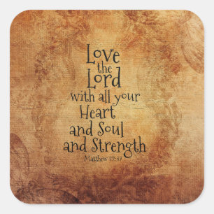 "Liebe der Herr" Schrift Matthew 22, Vintag Quadratischer Aufkleber