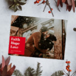 Liebe der Hoffnung des Glaubens. Rotweihnachtliche Feiertagskarte<br><div class="desc">Moderne,  minimalistische Weihnachtskarte "Faith Hope Liebe" mit Foto. Bitte kontaktieren Sie mich,  wenn Sie weitere Informationen benötigen.</div>