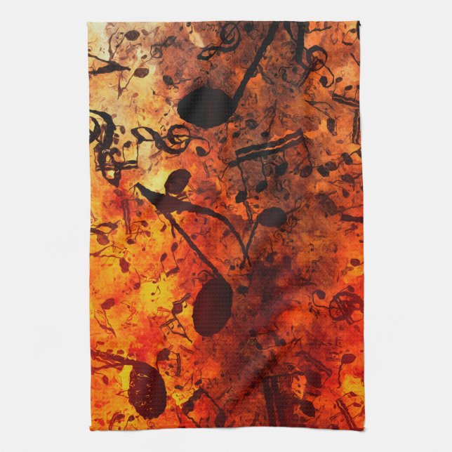 Liebe der Musik - Musikhinweise Geschirrtuch (Vertikal)