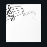 Liebe der Musik Notizblock<br><div class="desc">Einzigartiges Musikdesign. Musikalische Noten mit Herz in der Mitte des clef. Die musikalische Notenreihe entfaltet sich.</div>