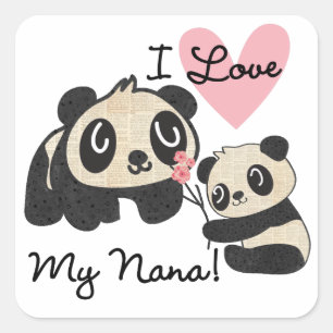 Liebe der Panda-I meine Nana Quadratischer Aufkleber