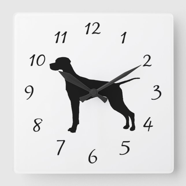 Liebe der Pointer Silhouette Hunde Quadratische Wanduhr (Vorderseite)