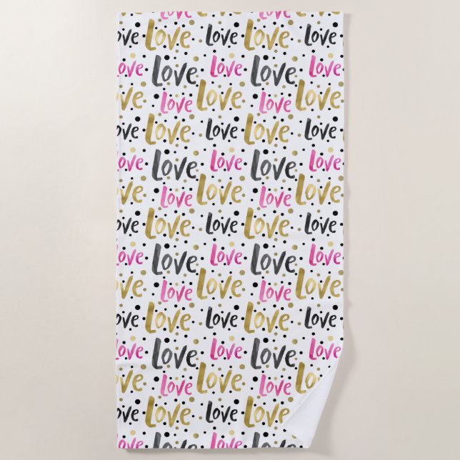 Liebe der rosa Confetti Dots Strandtuch (Vorderseite)