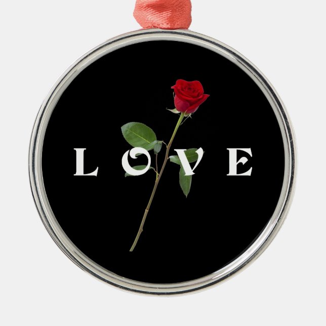 Liebe der Rote Rose Ornament Aus Metall (Vorne)