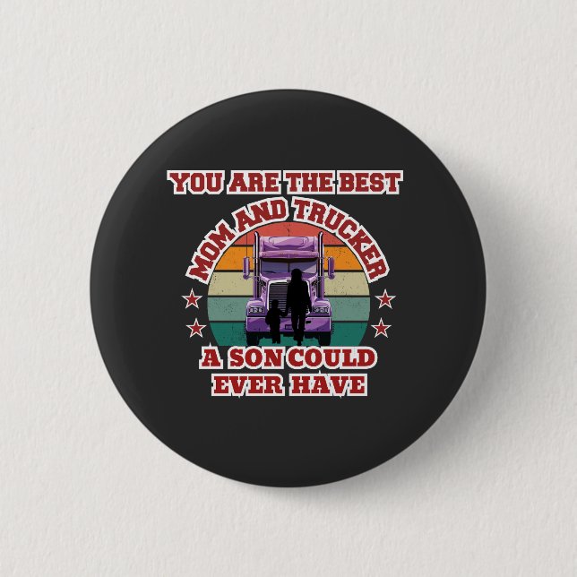 Liebe der Trucker Mother Son Bond Family Road Button (Vorderseite)