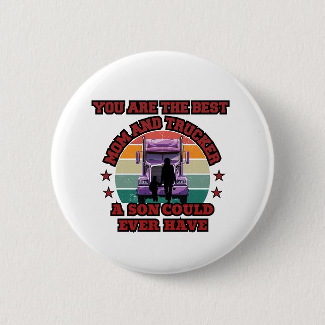 Liebe der Trucker Mother Son Bond Family Road Button (Vorderseite)