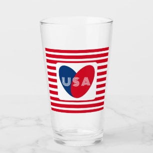 Liebe der USA Patriotic Red White Blue Fun Heart G Glas
