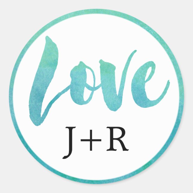 Liebe der Wasserfarbenkalligraphie Hochzeiten von  Runder Aufkleber (Vorderseite)