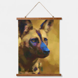 Liebe des Afrikanischen Wildhundes Wandteppich Mit Holzrahmen