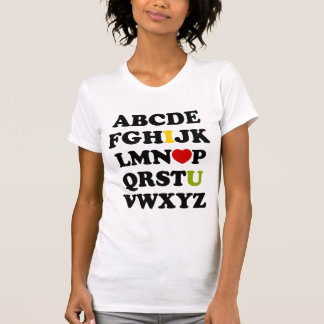 Liebe des Alphabet-I Sie weiße T-Shirt Frau