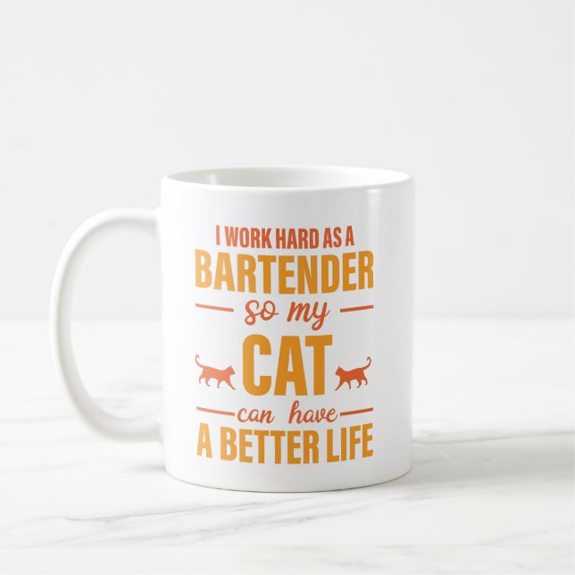 Liebe des Barkeepers für Katze Kaffeetasse (Links)