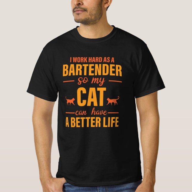 Liebe des Barkeepers für Katze T-Shirt (Vorderseite)