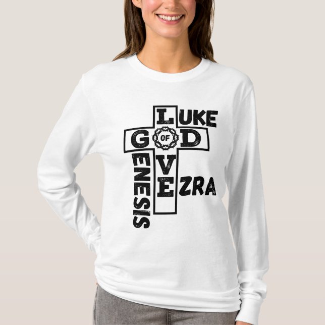 Liebe des biblischen Kreuzworträts der Frauen T-Shirt (Vorderseite)