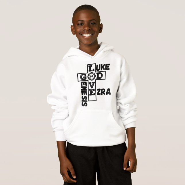 Liebe des biblischen Kreuzworträts Hoodie (Vorne ganz)