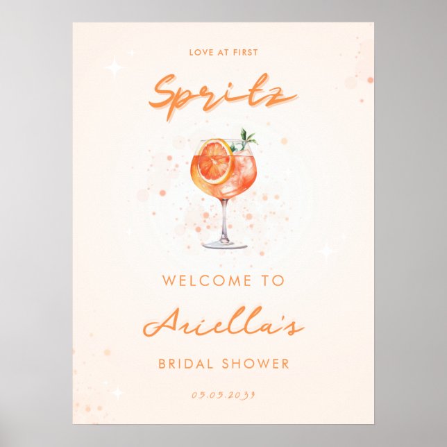Liebe des ersten Spritz-Brautparty Begrüßungszeich Poster (Vorne)