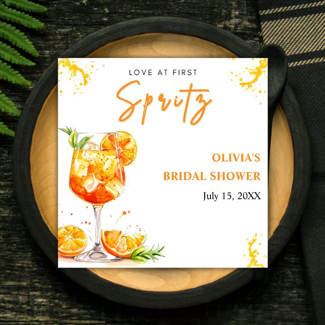 Liebe des ersten Spritz Cocktail Orange Brautparty Serviette (Love at First Spritz Cocktail Orange Bridal Shower Napkins )