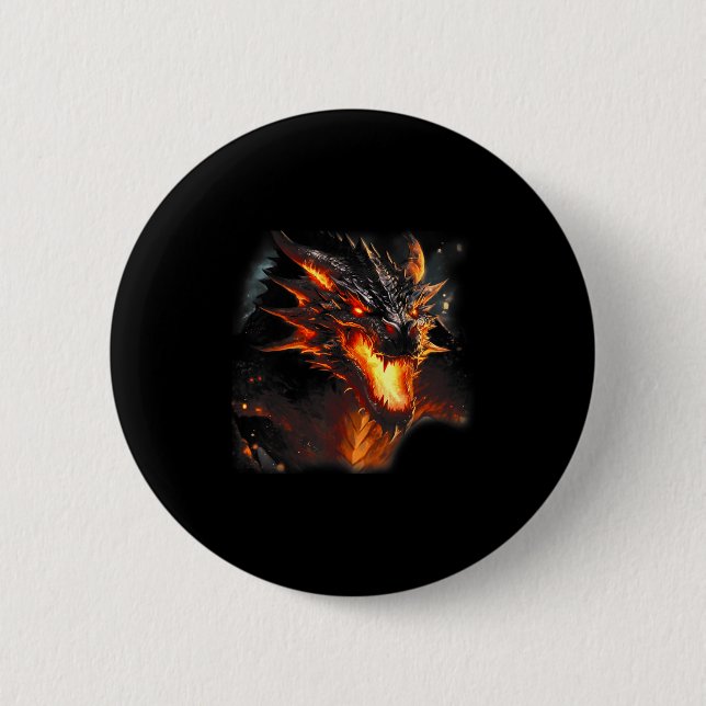 Liebe des Feuerdrachen Kopf Mythische Drache atmen Button (Vorderseite)