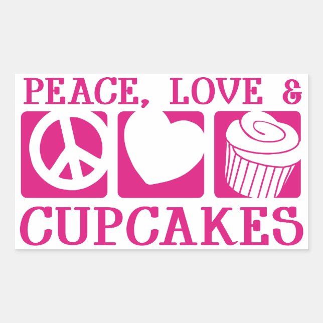 Liebe des Friedens Cupcakes Rechteckiger Aufkleber (Vorderseite)