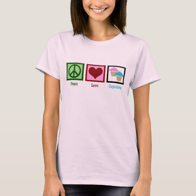 Liebe des Friedens Cupcakes T-Shirt (Vorderseite)