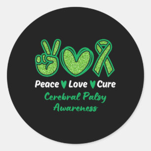 Liebe des Friedens Cure Cerebral Palsy Awareness C Runder Aufkleber