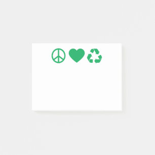 Liebe des Friedens Gerecycelt Post-it Klebezettel