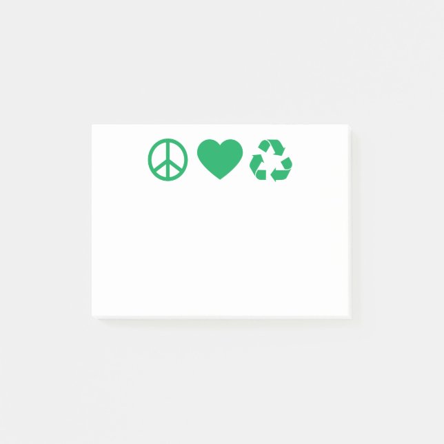 Liebe des Friedens Gerecycelt Post-it Klebezettel (Vorderseite)