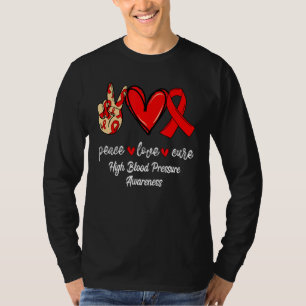 Liebe des Friedens heilt Bluthochdruck Red Ribbon T-Shirt