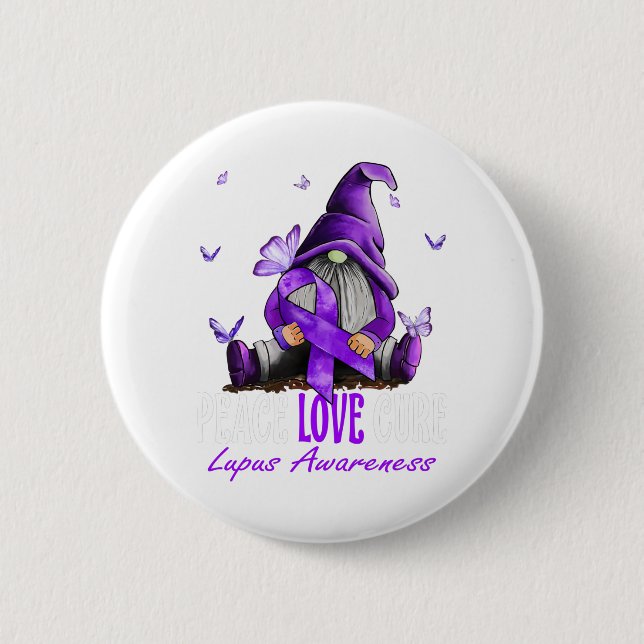 Liebe des Friedens Heilung Lupus Bewusstsein Lila  Button (Vorderseite)