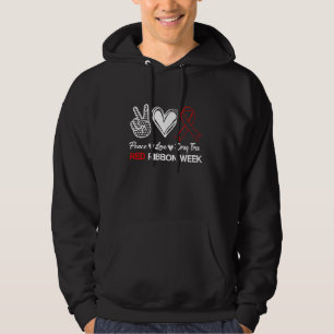 Liebe des Friedens Hoffnung Inspiration Red Ribbon Hoodie