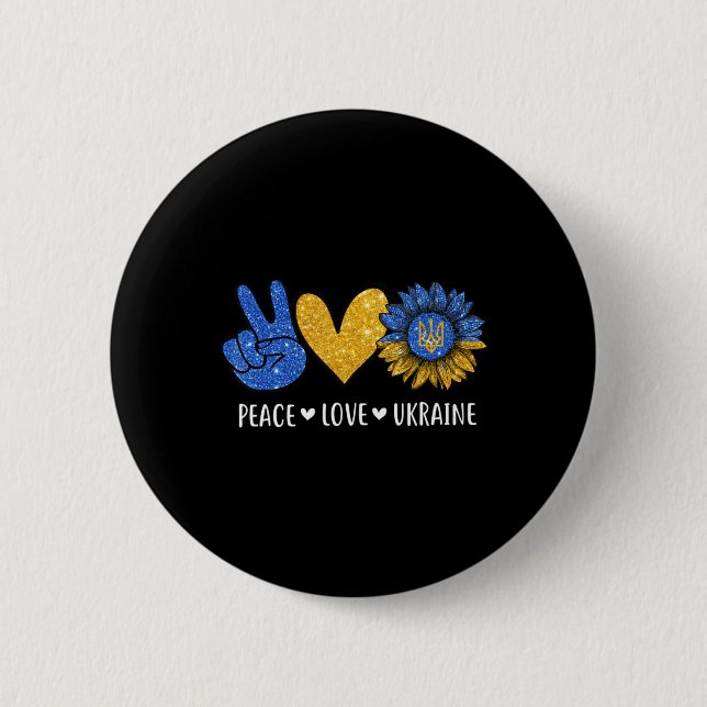Liebe des Friedens in der Ukraine ukrainische Flag Button (Vorderseite)
