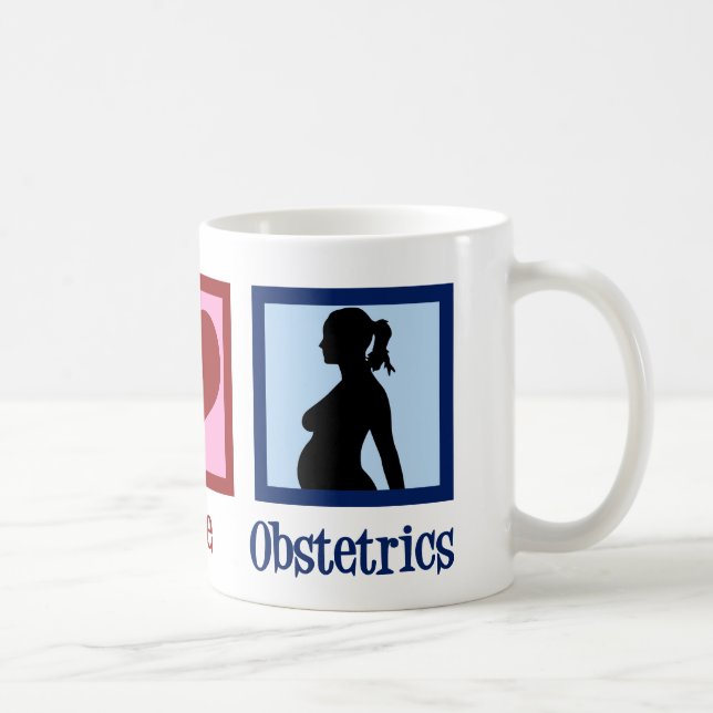 Liebe des Friedens Obstetetas Niedliches OBGYN-Bür Kaffeetasse (Rechts)