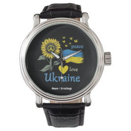Liebe des Friedens Ukraine Sonnenblumenflagge mit  Armbanduhr