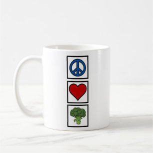 Liebe des Friedens und Broccoli Kaffeetasse